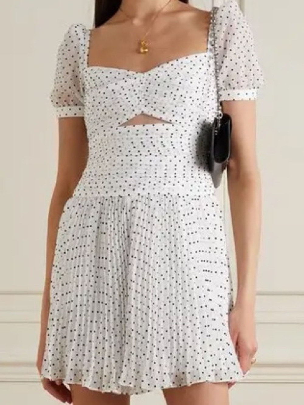 Self-Portrait Polka Dot Chiffon Mini Dress US 2 Puff Sleeve